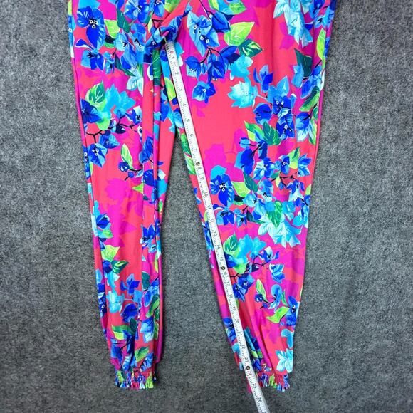 Tommy Bahama Jogger Pants Womens Small Pink Blue Hawaiian Resort Vacation Flowy - Picture 5 of 7